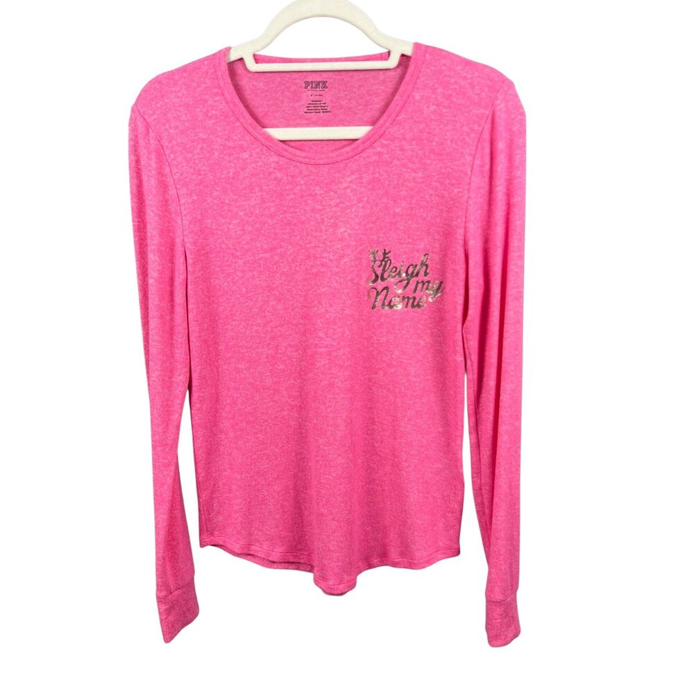 PINK Victoria's Secret Sleigh My Name Christmas Pajama Sleep Top Medium NWOT